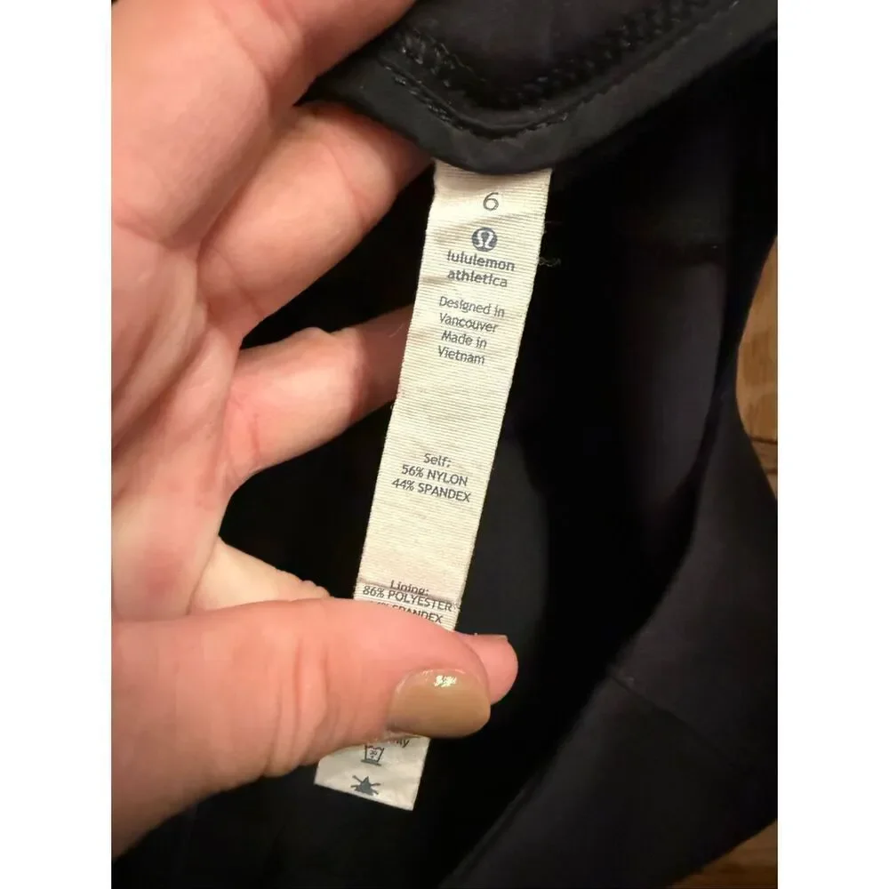 Lululemon Black Pleated Zip Pockets Pull-On Stretch Tapered‎ Ankle Pants Size 6